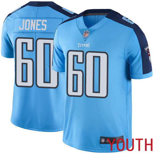 Tennessee Titans Limited Light Blue Youth Ben Jones Jersey NFL Football #60 Rush Vapor Untouchable->youth nfl jersey->Youth Jersey